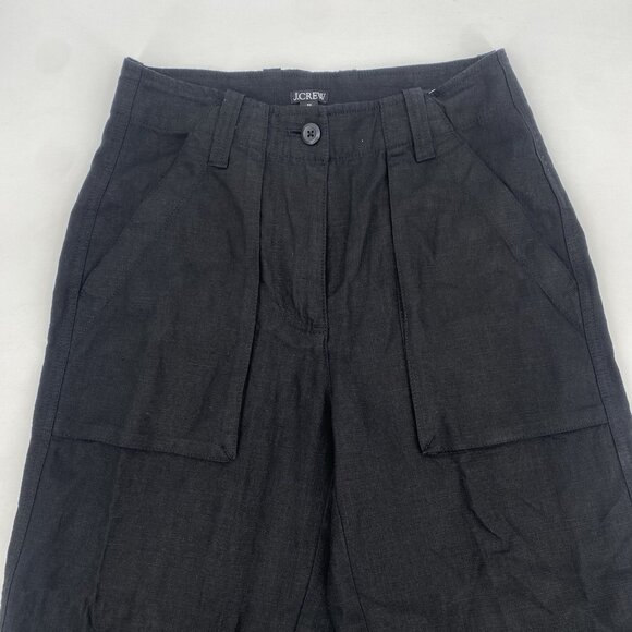 J. Crew Size 00 Seaside Cargo Pants Black High Waist Linen-TENCEL Lyocell Blend - Picture 5 of 16